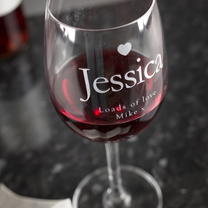 Personalised Love Heart Wine Glass