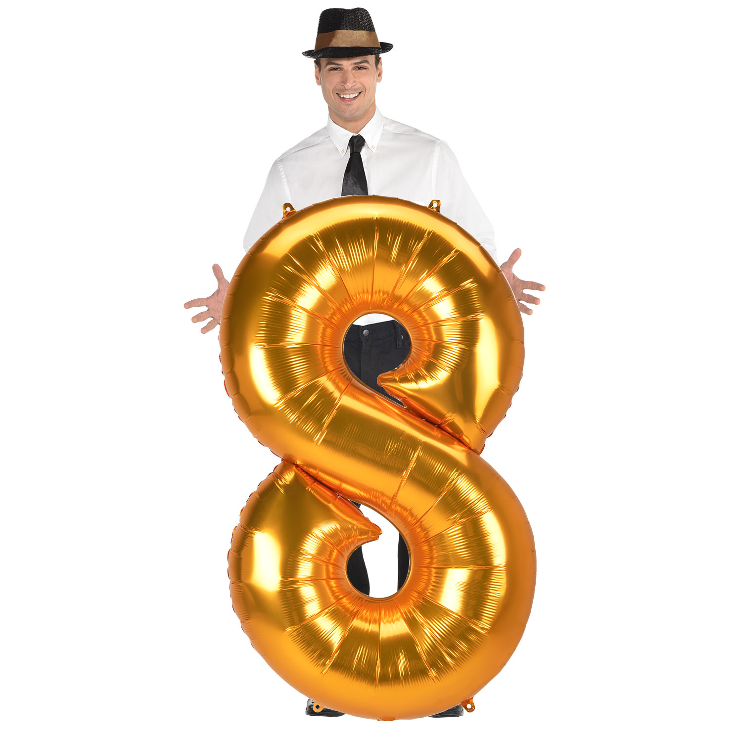 JUMBO 53-Inch Gold Foil Number 8 Balloon (Deflated) 