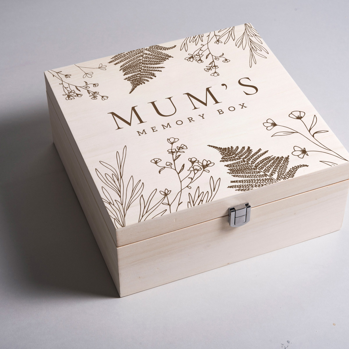 Personalised Engraved Wooden Memory Box - Botanical