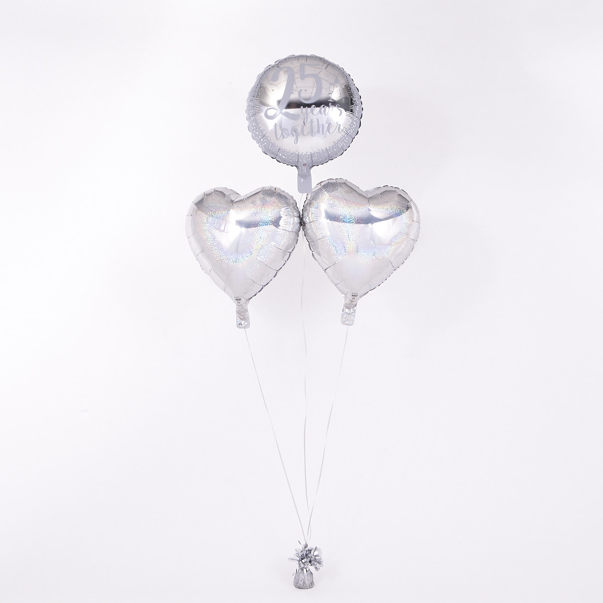 25th Anniversary Silver Wedding Romantic Balloon Bouquet - DELIVERED INFLATED!