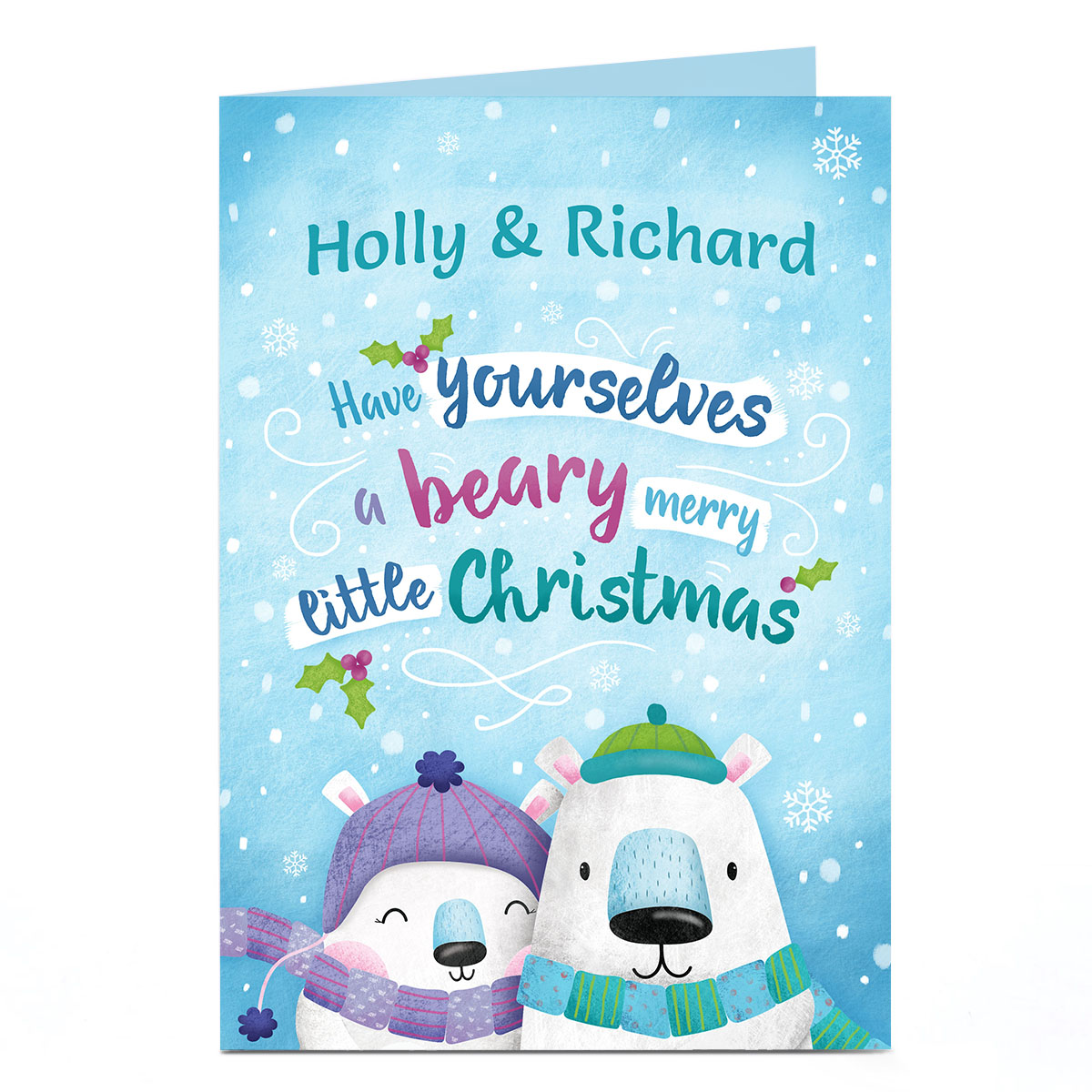 Personalised Christmas Card - Beary Merry Little Christmas 
