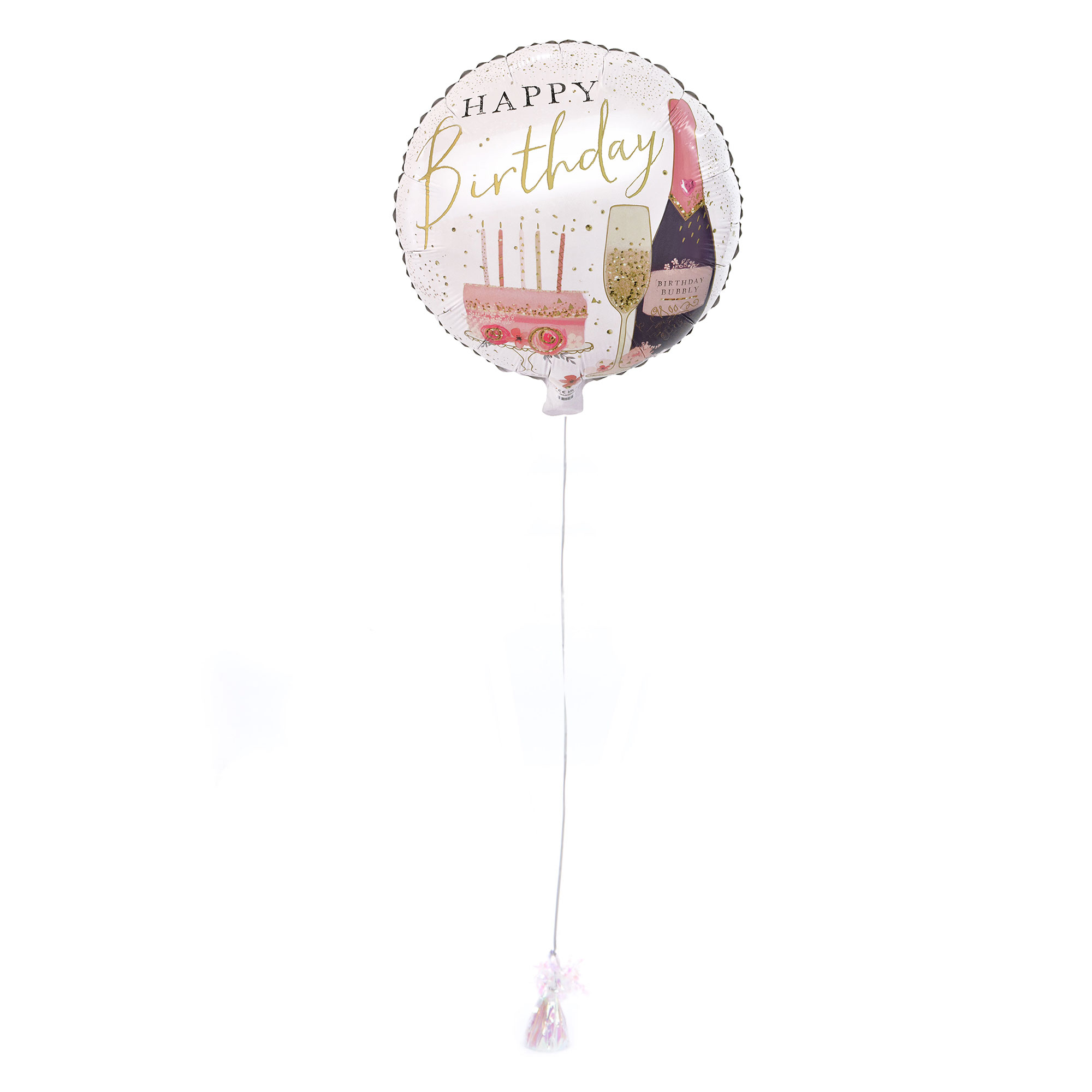 Champagne Happy Birthday Balloon & Lindt Chocolates - FREE GIFT CARD!