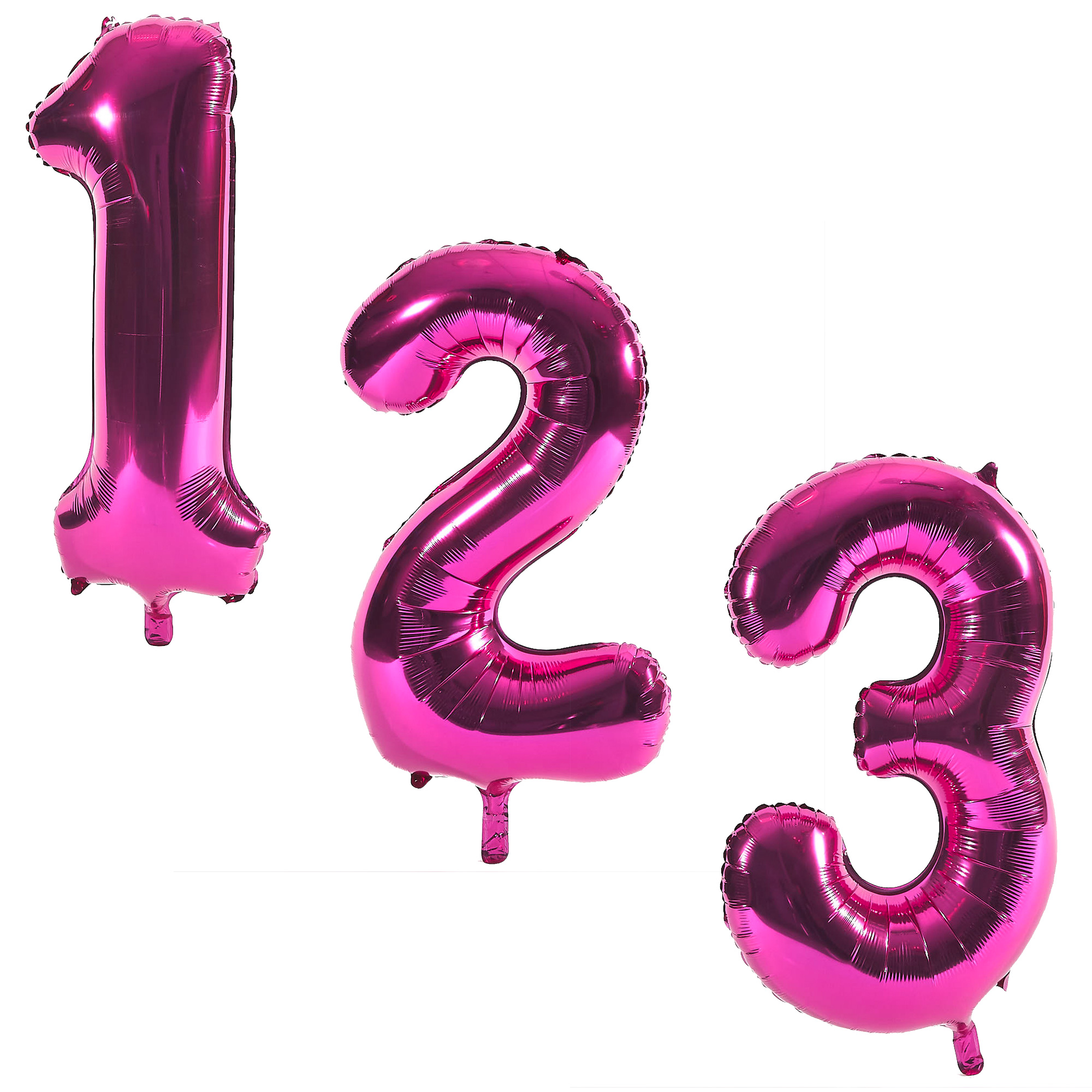 Pink Giant Number Helium Balloons 0-9 - DEFLATED