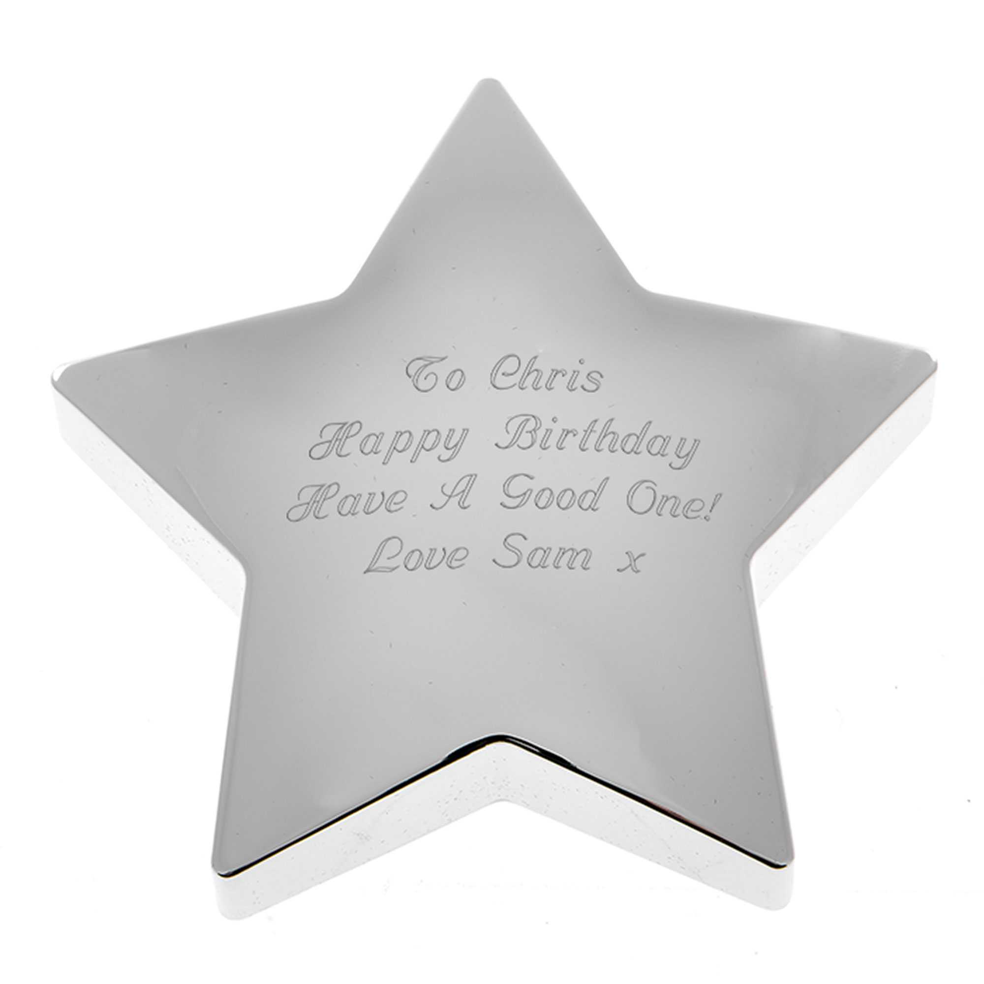 Buy Personalised Engraved Silver Star Paperweight For Gbp Card