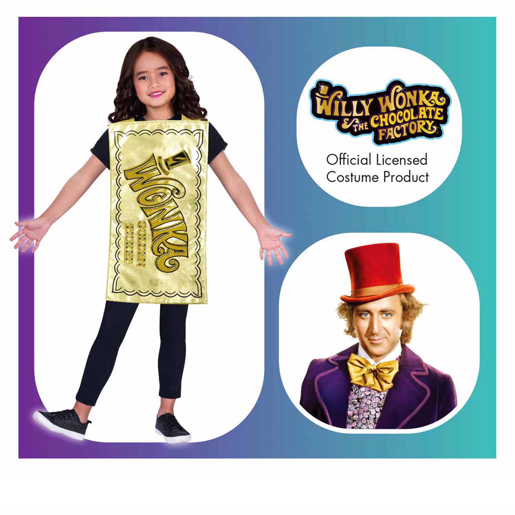 Official Willy Wonka Golden Ticket Children's Fancy Dress Costume