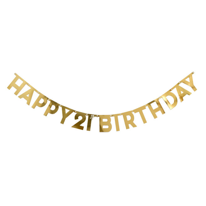 Gold Happy 21st Birthday Letter Banner 