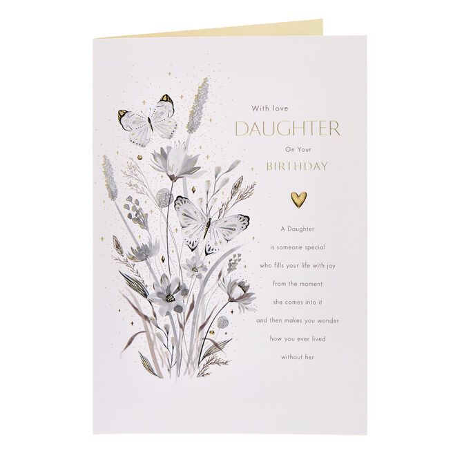 Daughter With Love Butterflies Birthday Card
