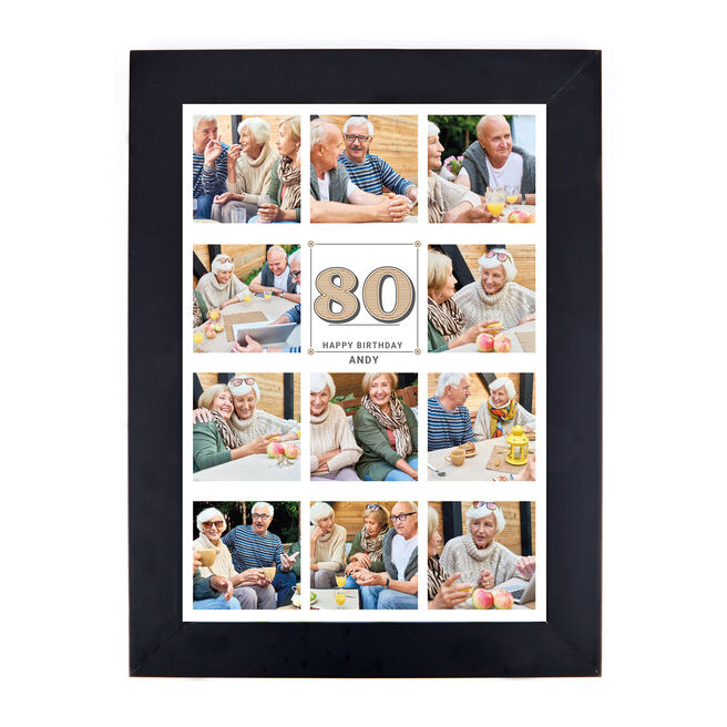 Personalised 80th Birthday Milestone Age Photo Print - Vintage Collage, Editable Age