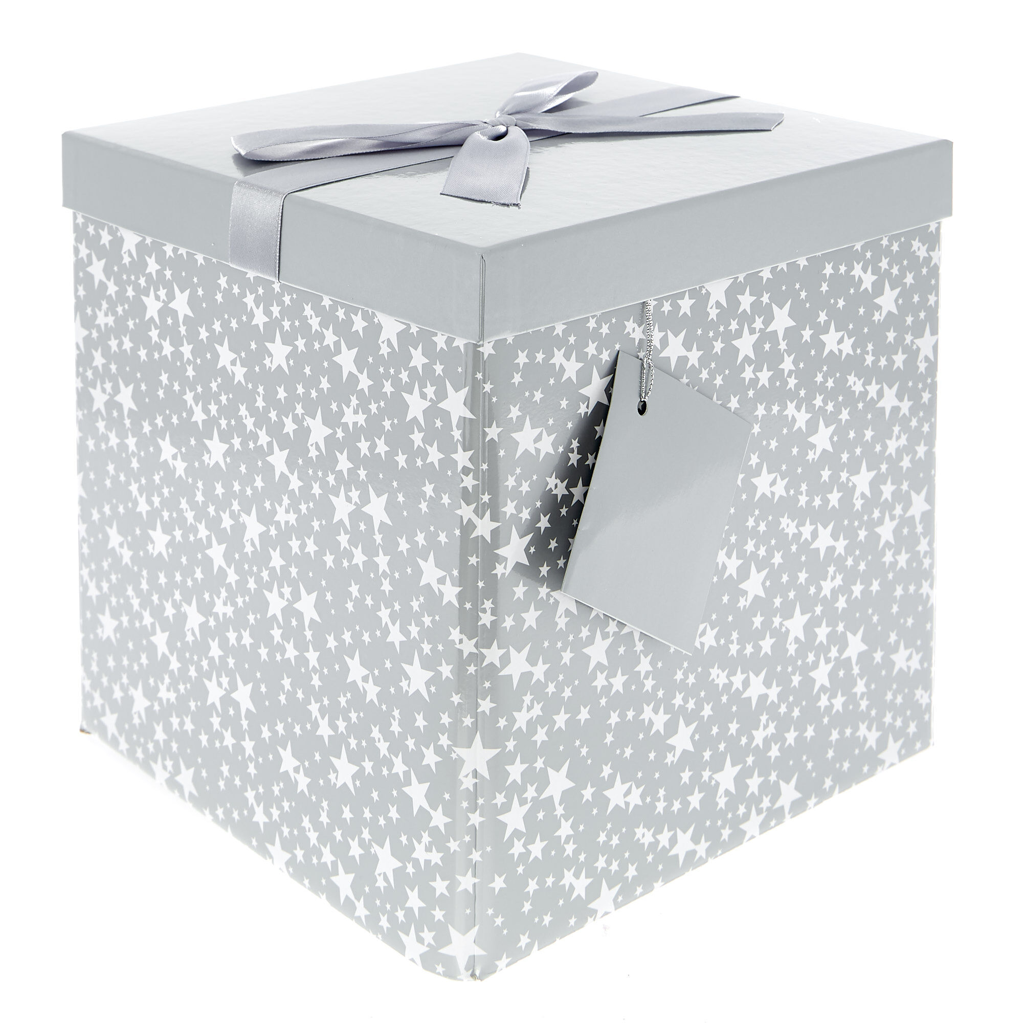 Buy Flat-Pack Large Gift Box - White & Silver Stars for GBP 1.99 | Card  Factory UK