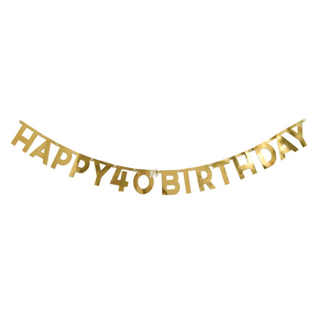 Gold Happy 40th Birthday Letter Banner