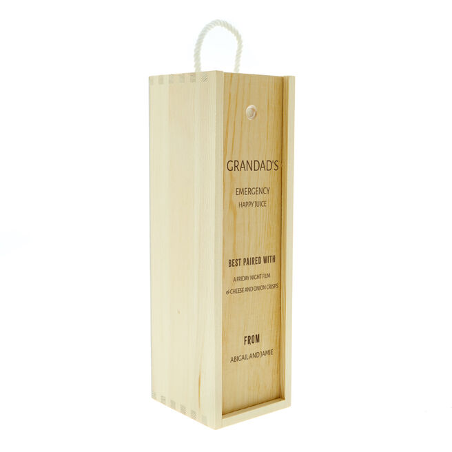 Personalised Wooden Wine Box - Best Paired With, Grandad