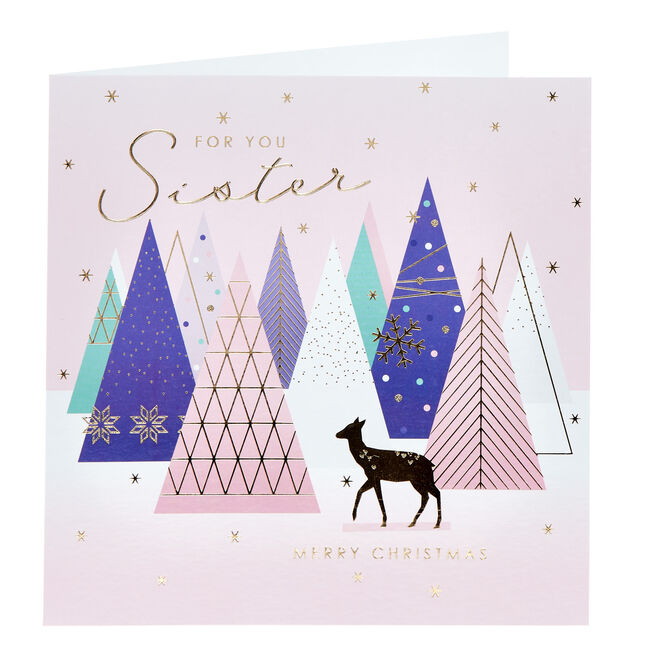 Sister Deer & Trees Christmas Card