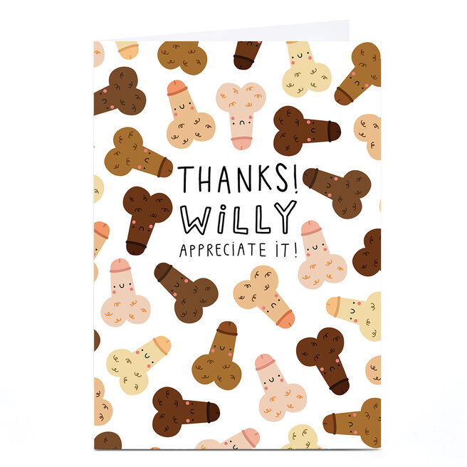 Personalised Jess Moorhouse Thank You Card - Willy Appreciate It
