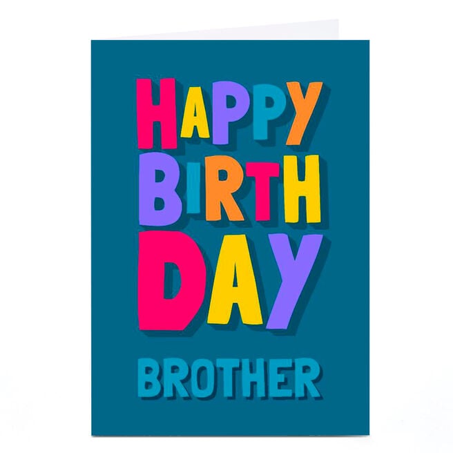 Personalised Birthday Card - Colourful Letters, Brother