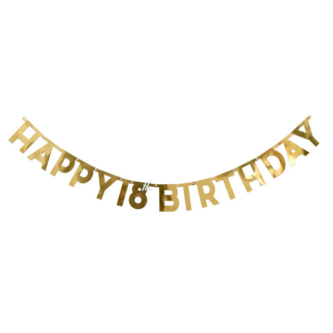 Gold Happy 18th Birthday Letter Banner
