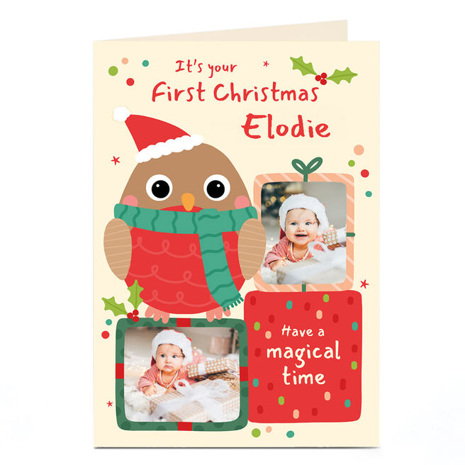 Photo 1st Christmas Card - It's a Magical Time Owl