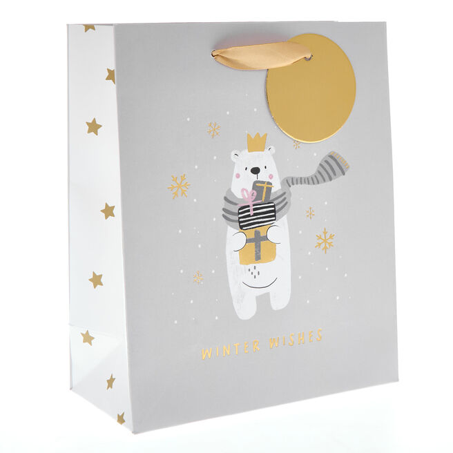 Polar Bear Medium Portrait Christmas Gift Bag