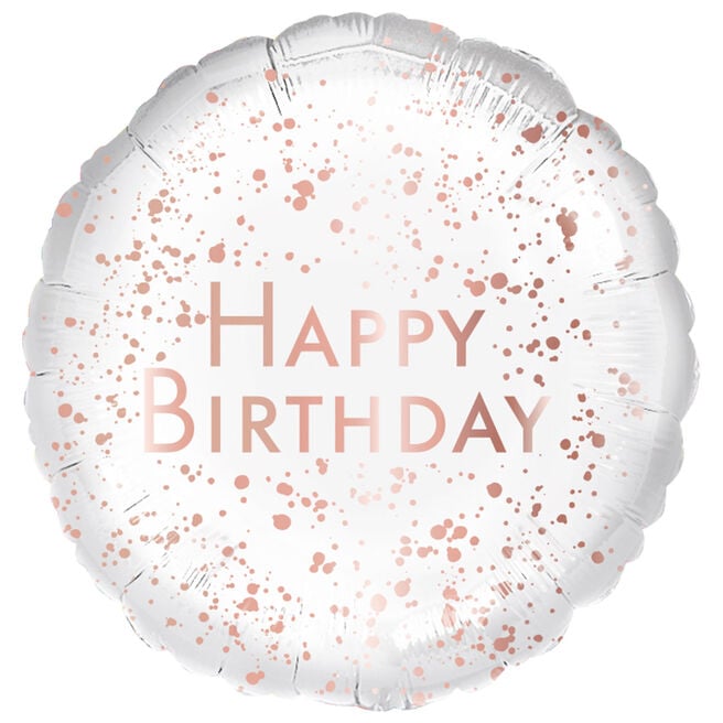 Rose Gold Happy Birthday 18-Inch Foil Helium Balloon