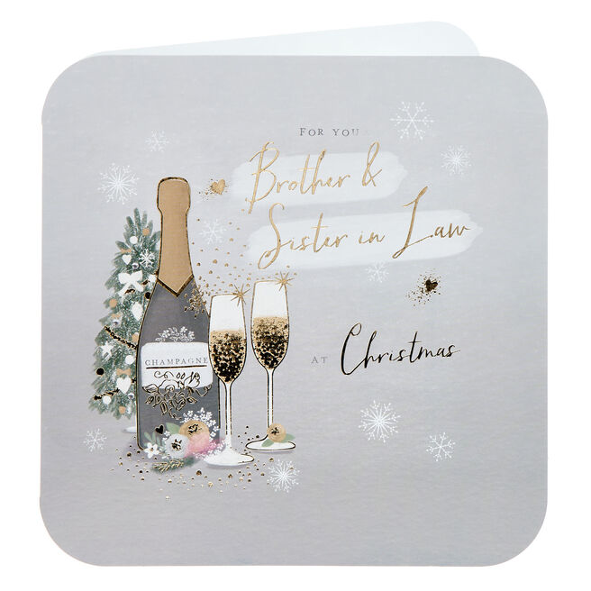 Brother & Sister In Law Champagne Christmas Card