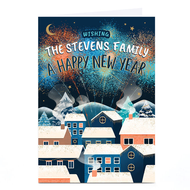 Personalised New Year Card - Night Time Village