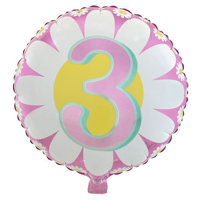 18-Inch Age 3 Flower Foil Helium Balloon
