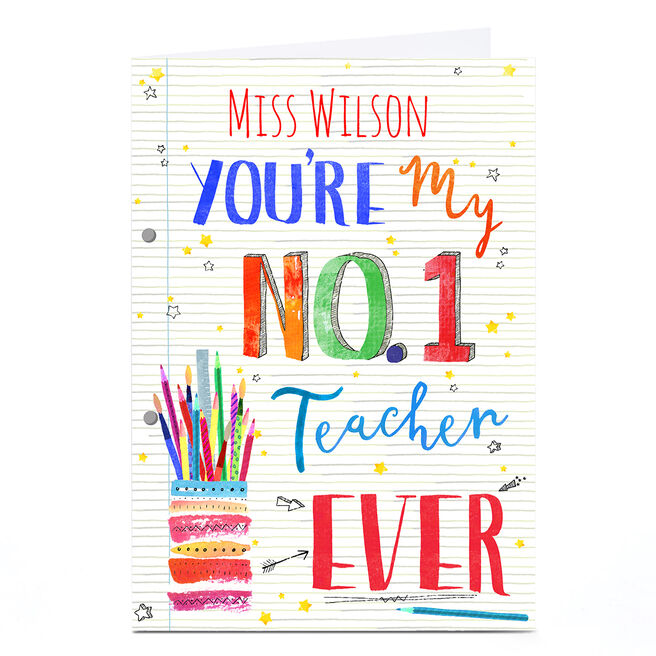 Personalised Nikki Golesworthy Card - No.1 Teacher