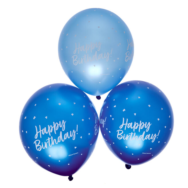 Blue Latex Happy Birthday Balloons - Pack of 6