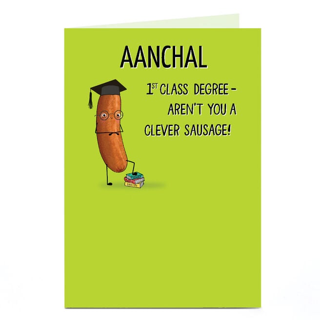 Personalised Graduation Card - 1st Class Degree - Clever Sausage