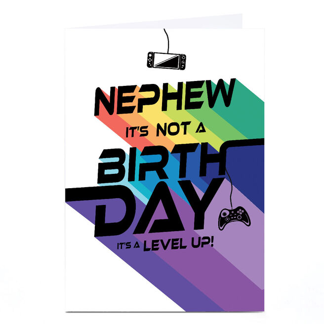 Personalised Birthday Card - Video Game Level Up, Nephew