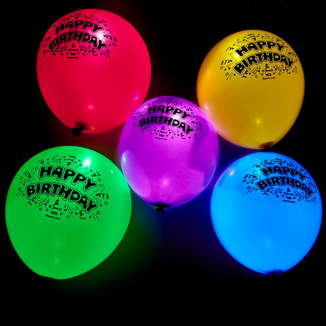 Latex Illooms Happy Birthday Light-Up Balloons - Pack of 15