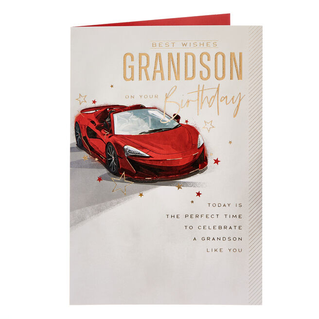 Grandson Sports Car Birthday Card