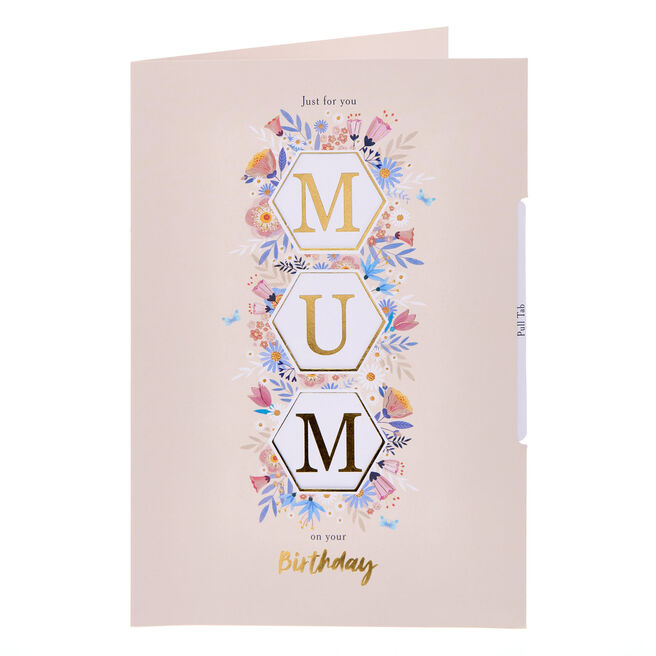 Mum Hexagons Pull-Tab Birthday Card
