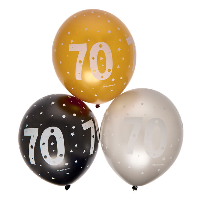 Latex 70th Birthday Balloons - Pack of 6