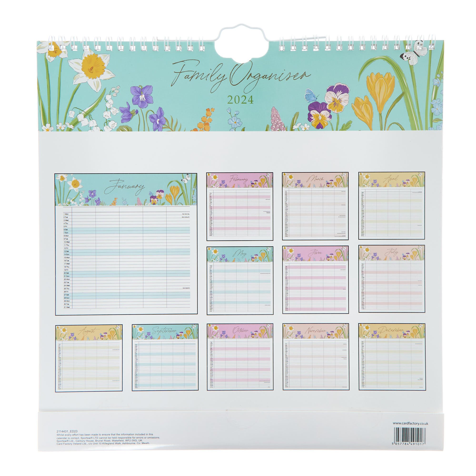 Buy Floral 2024 Family Organiser For GBP 2 99 Card Factory UK   Other 75431 3 