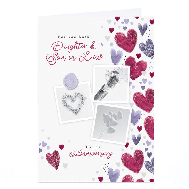 Personalised Anniversary Card - Romantic Polaroids, Daughter & Son in Law