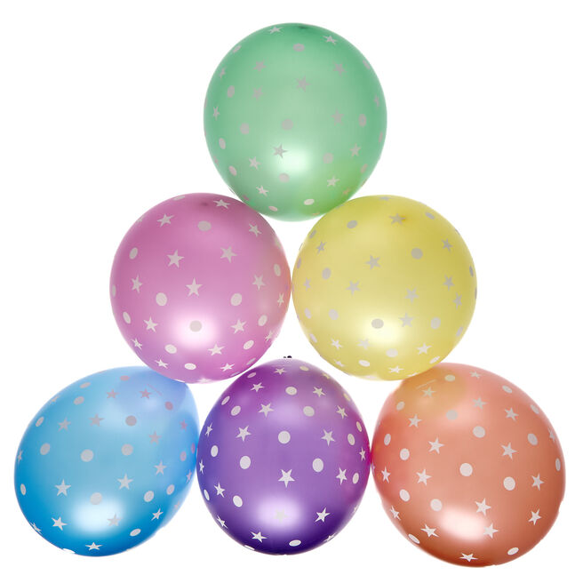 Latex Stars & Spots Balloons - Pack of 6