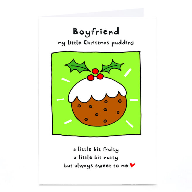 Personalised Christmas Card - My Little Christmas Pudding, Boyfriend