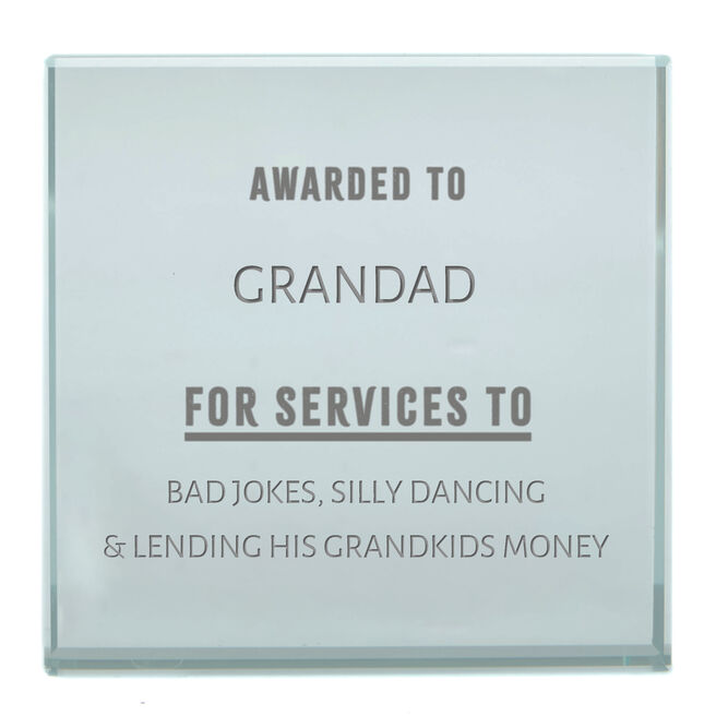Personalised Engraved Glass Token  - Awarded To, Any Name