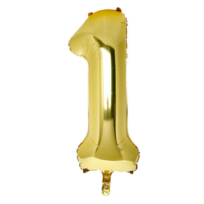 Large 34-Inch Gold Number 1 Foil Helium Balloon (Uninflated)