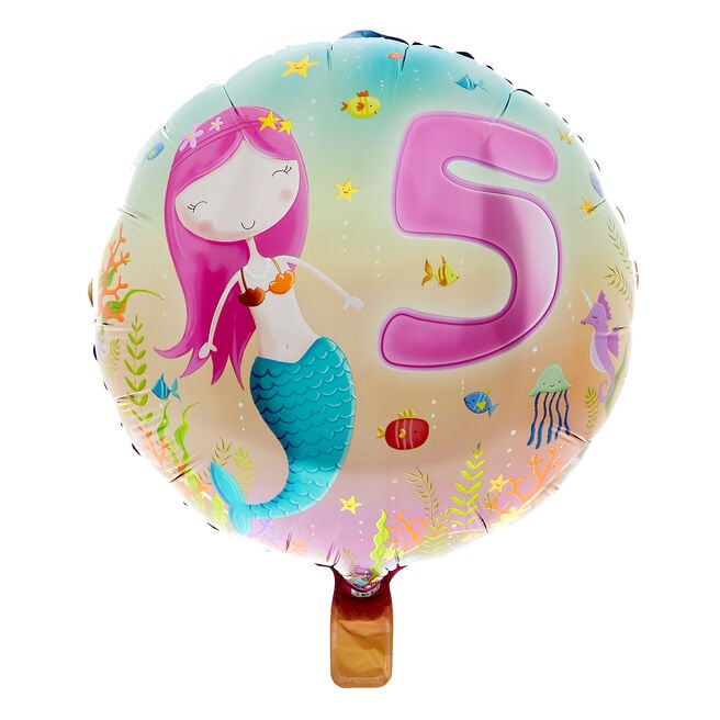 Mermaid 5th Birthday Foil Helium Balloon