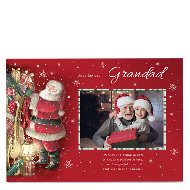 Photo Christmas Card - Traditional Santa Best Wishes for the Season, Grandad