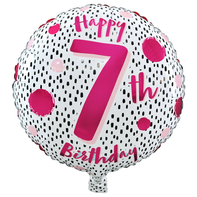 18-Inch Spotty 7th Birthday Foil Helium Balloon