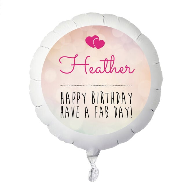 Personalised Large Helium Balloon - Happy Birthday, Pink Hearts