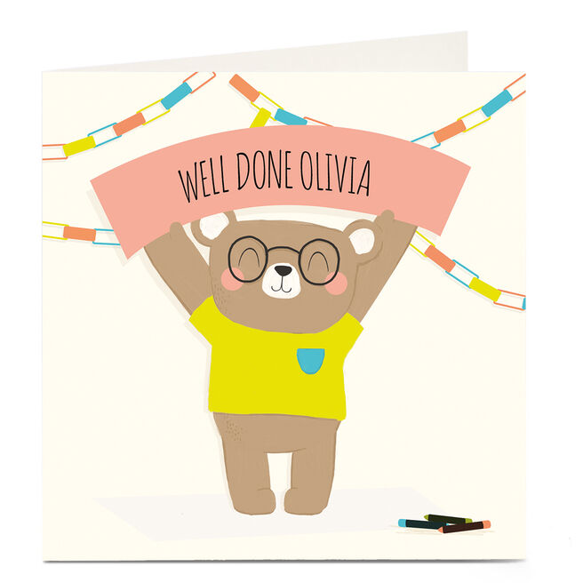 Personalised Well Done Card -  Bear Banner