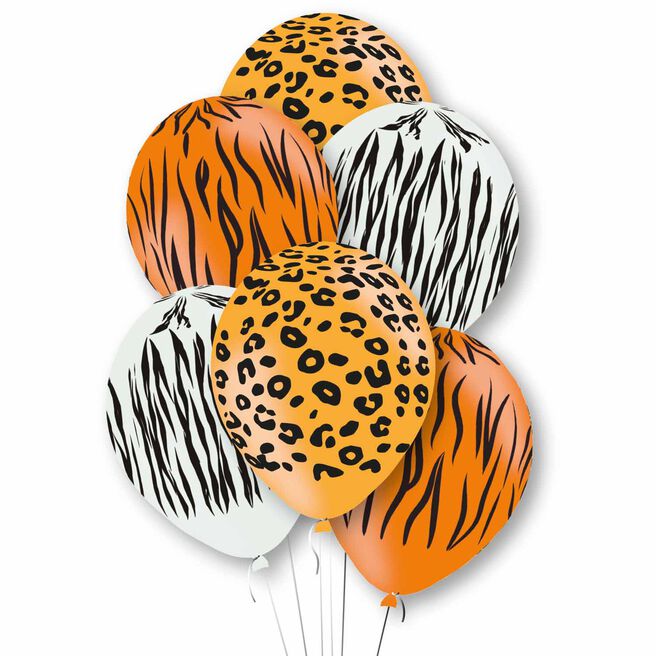 Animal Print Latex Balloons - Pack of 6