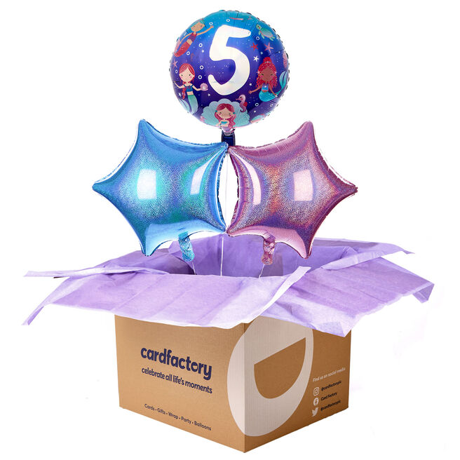 Mermaids 5th Birthday Balloon Bouquet - DELIVERED INFLATED!