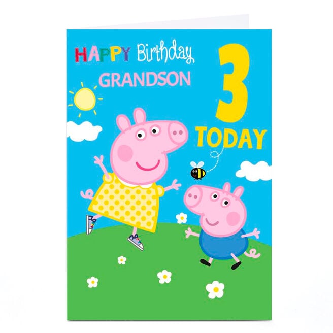 Personalised Birthday Card - Peppa Pig Grandson, Age 3