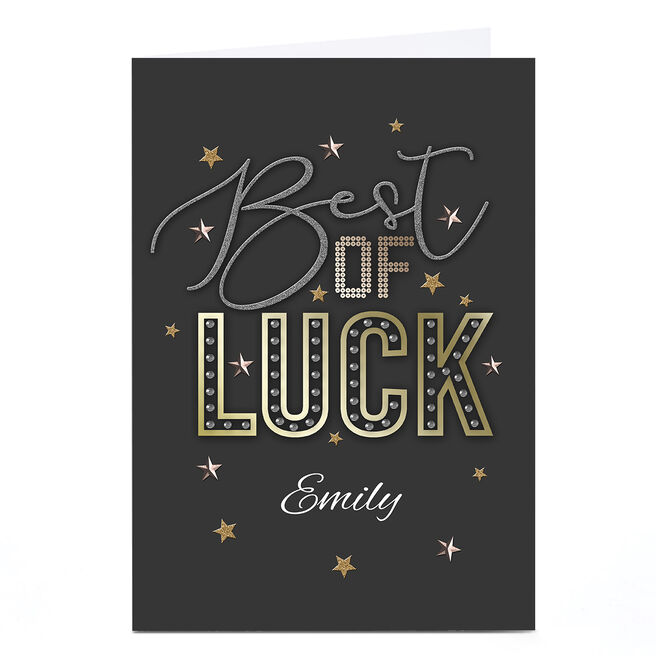 Personalised Rachel Clynick Good Luck Card - Black & Gold