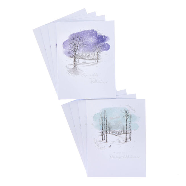 Deluxe Scenery Sketch Charity Christmas Cards - Pack of 10 (2 Designs)