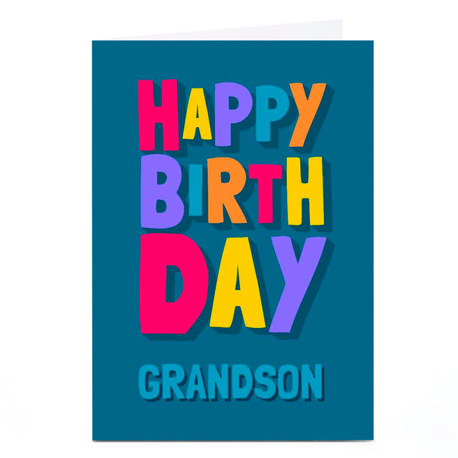 Personalised Birthday Card - Colourful Letters, Grandson
